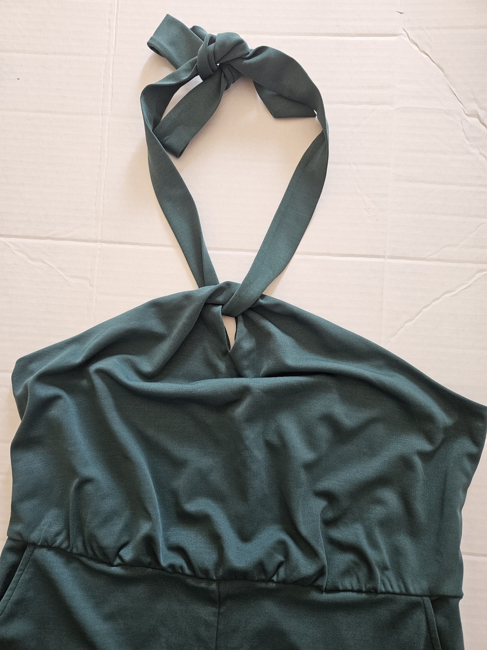 NWT Grace Karin XL Teal Halter Wide Leg Jumpsuit Pockets